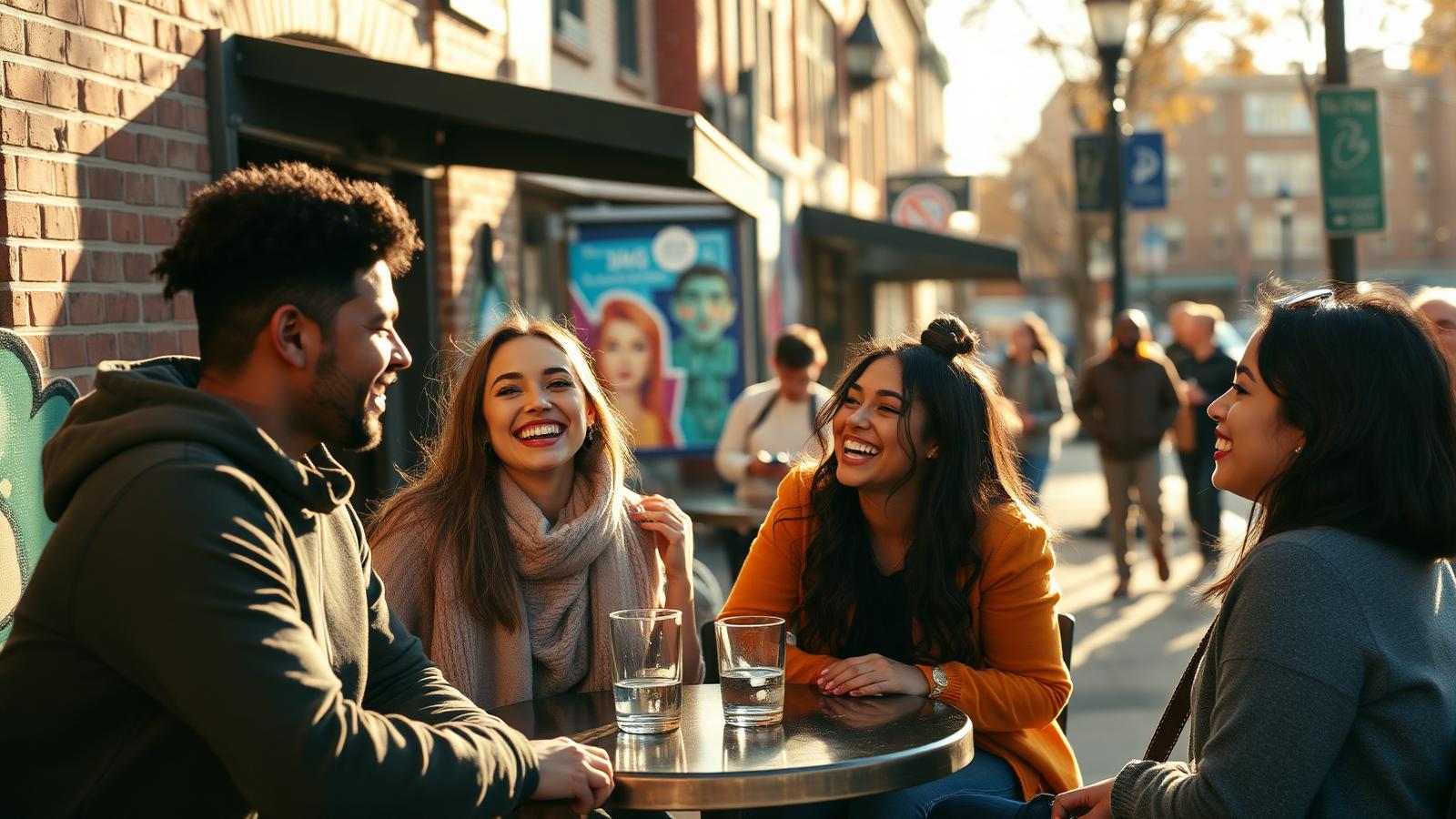 People meeting and socializing in Allston and Brighton, Boston