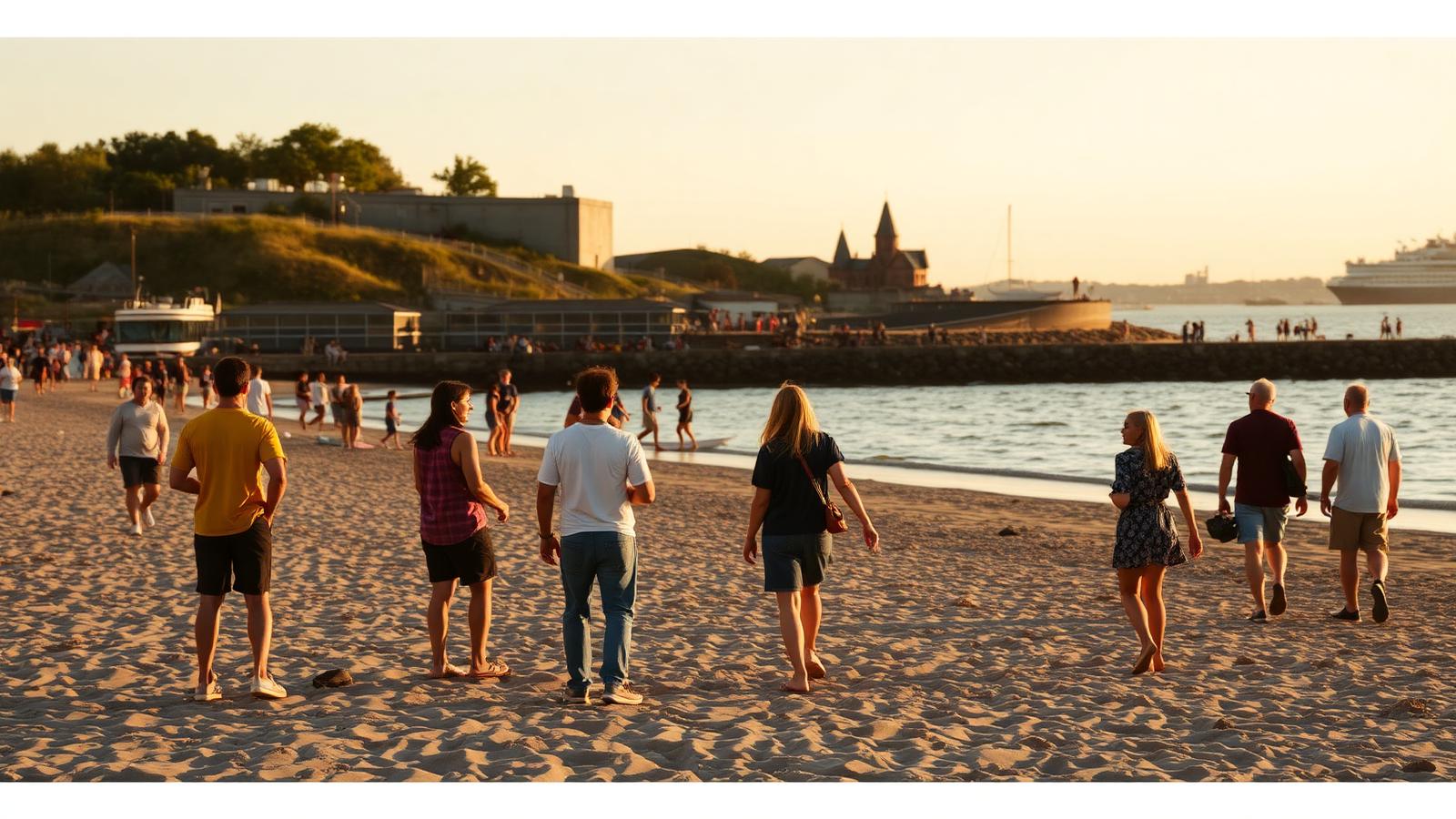 People meeting and socializing in South Boston, Boston