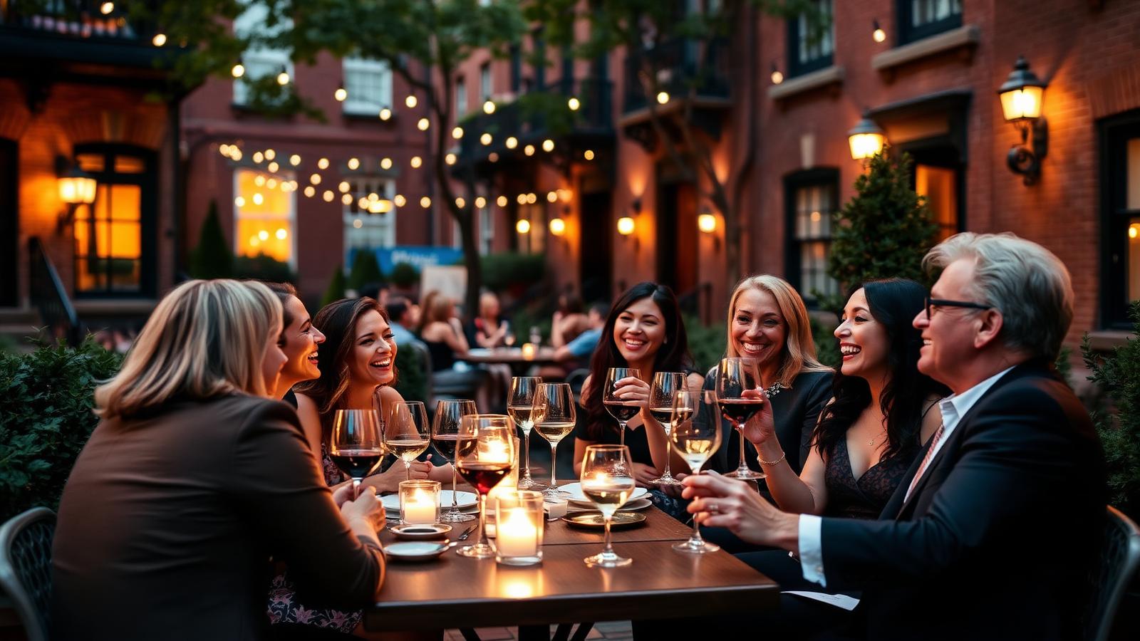 People meeting and socializing in the South End, Boston