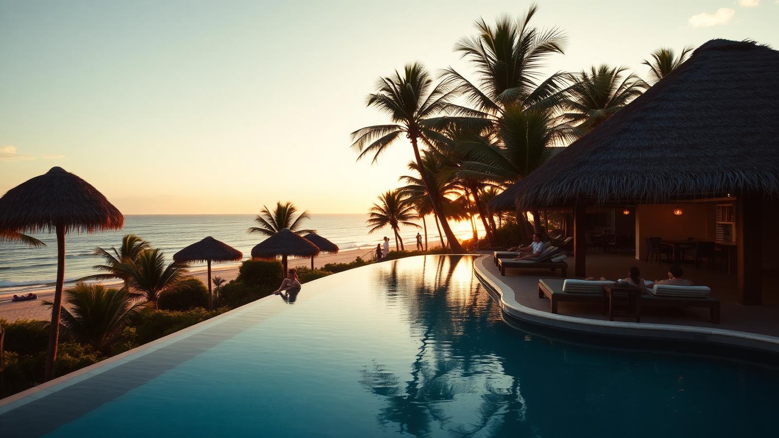 Beach resort near Lagos with an infinity pool and thatched cabanas