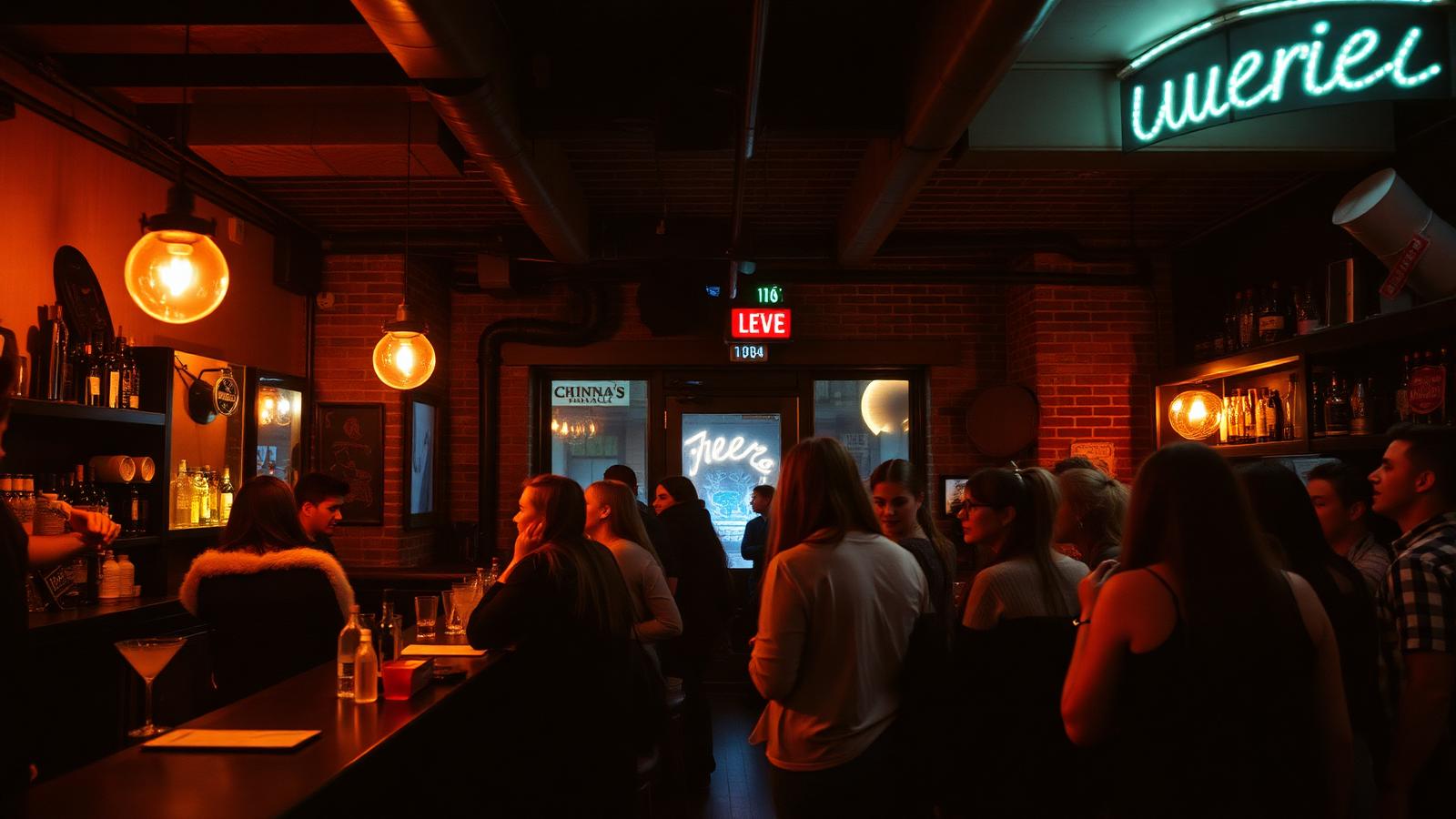 Wicker Park bar in Chicago with people talking at the bar