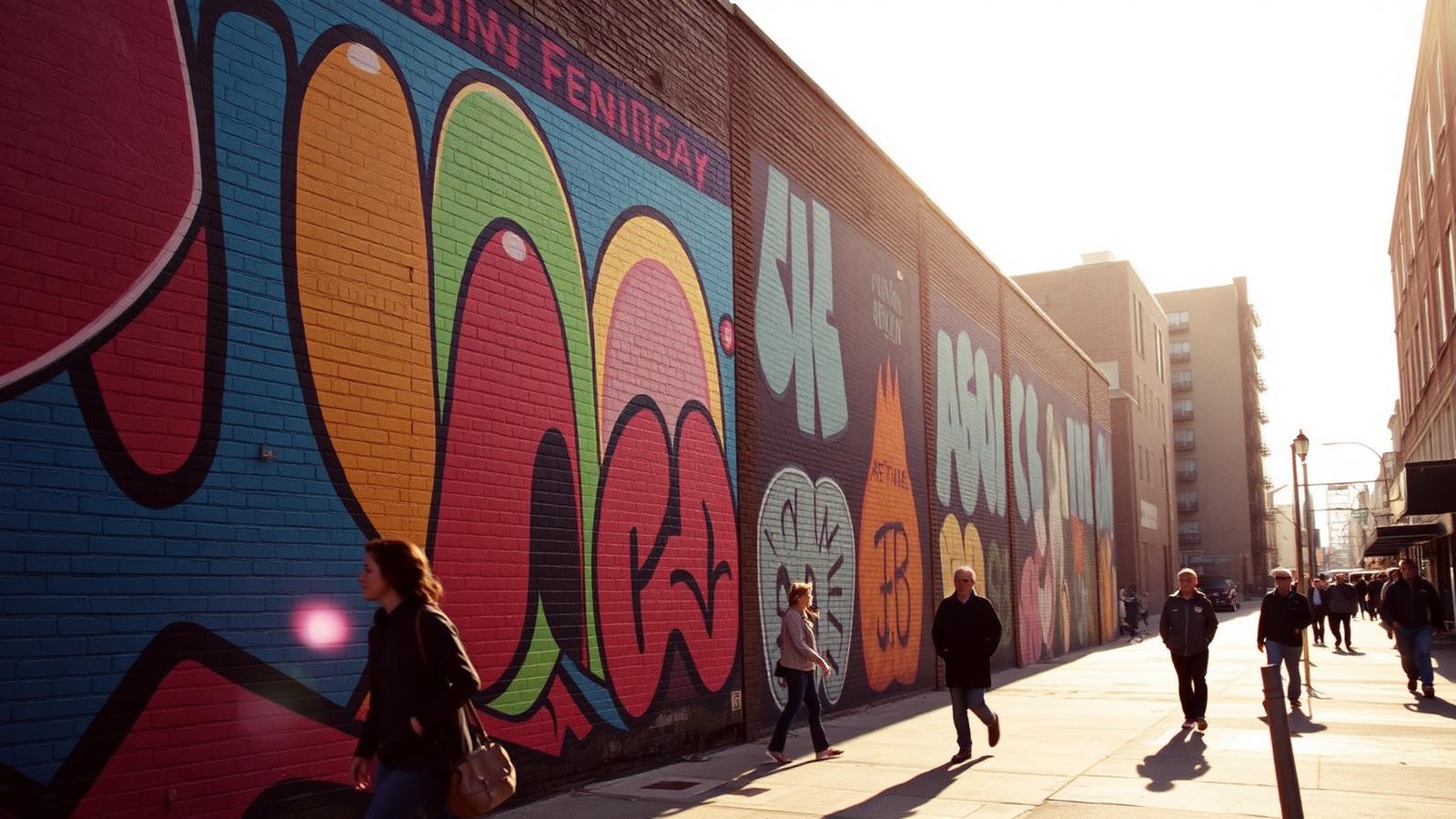 Colourful murals along 18th Street in Pilsen, Chicago